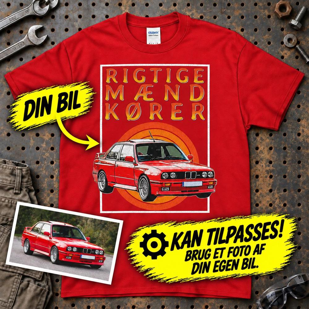 
Produktbillede af Personlig - Rigtige Mænd Kører - Med Din Bil MC Billede T-Shirt