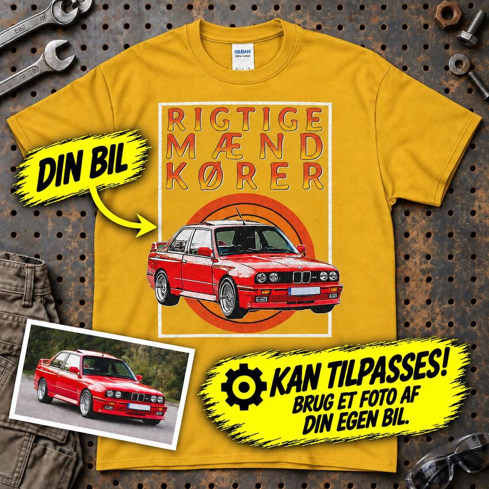 
Produktbillede af Personlig - Rigtige Mænd Kører - Med Din Bil MC Billede T-Shirt