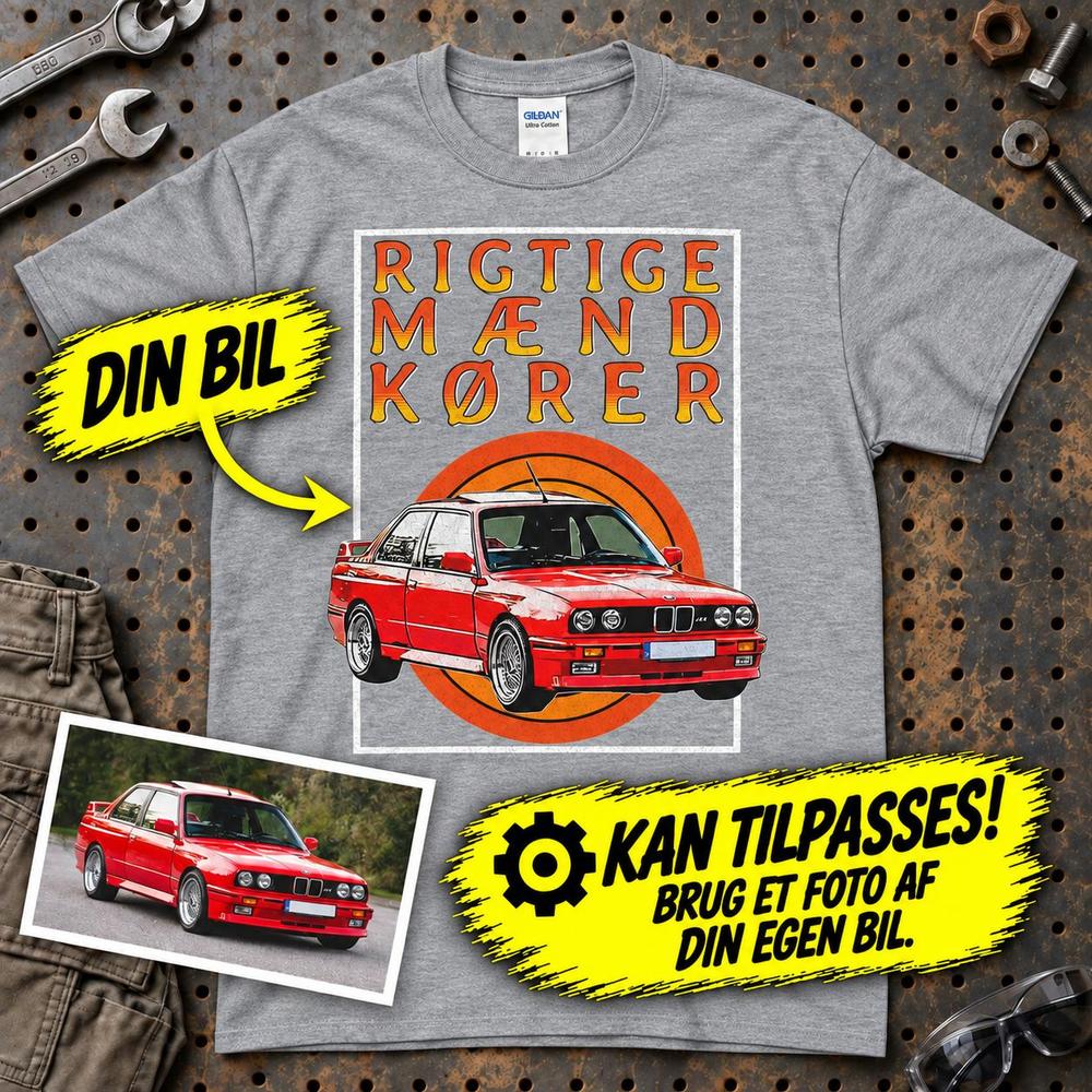 
Produktbillede af Personlig - Rigtige Mænd Kører - Med Din Bil MC Billede T-Shirt