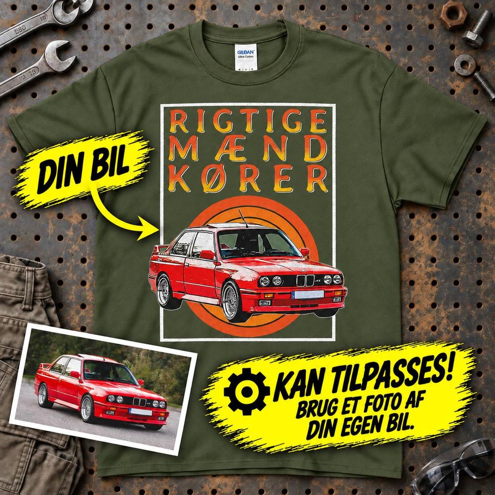 
Produktbillede af Personlig - Rigtige Mænd Kører - Med Din Bil MC Billede T-Shirt