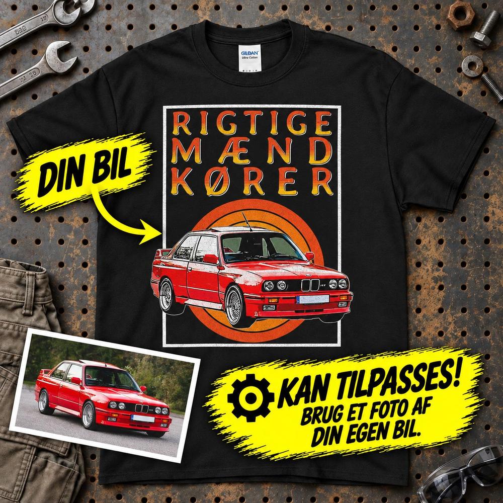 
Produktbillede af Personlig - Rigtige Mænd Kører - Med Din Bil MC Billede T-Shirt