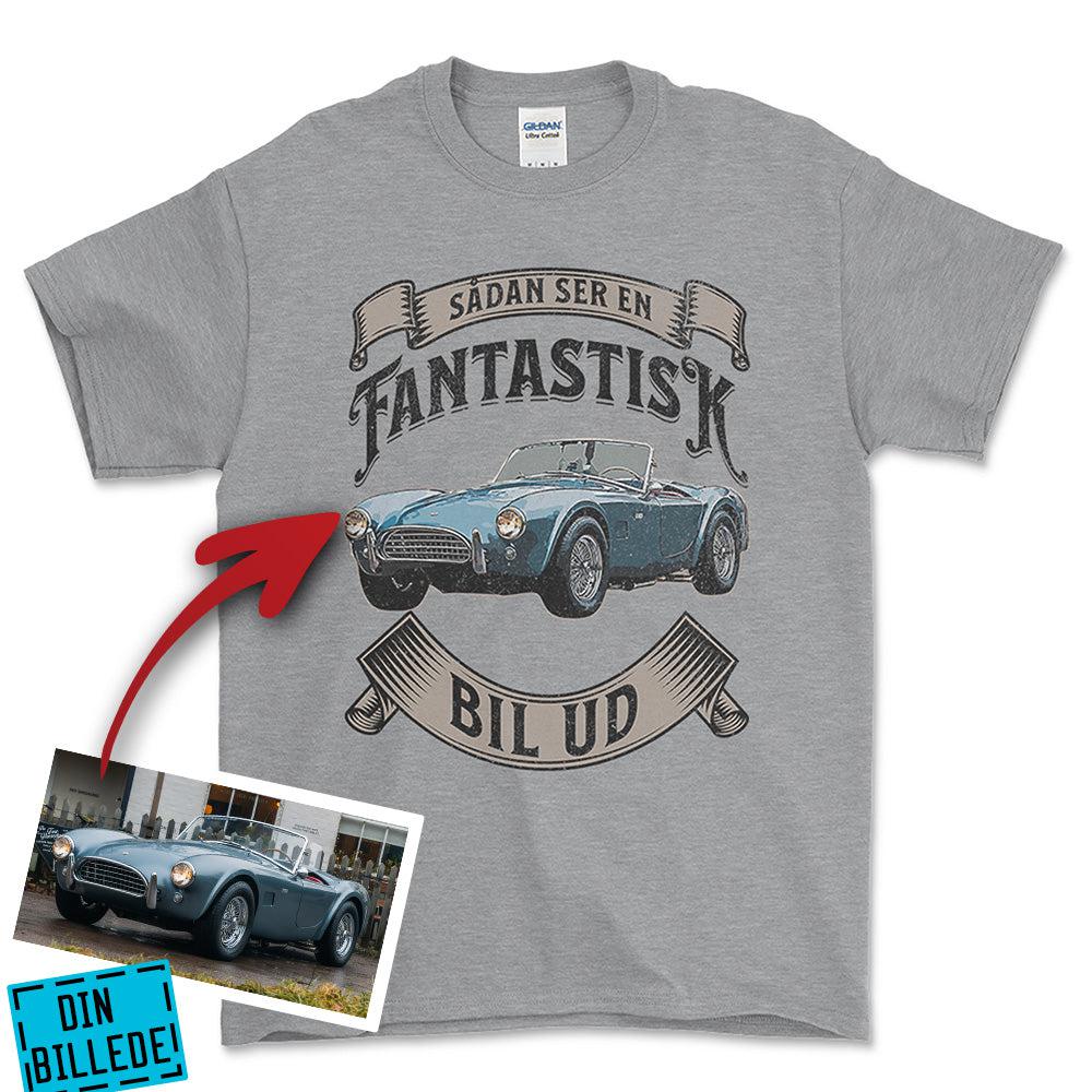 Personlig - Sådan Ser en Fantastisk Bil Ud - Med Din Bil MC Billede Unisex T-Shirt , Bomuld-Beklædning-Garage Culture-Grå Sport-S-Garage Culture Shop- garage - man cave - merchandise