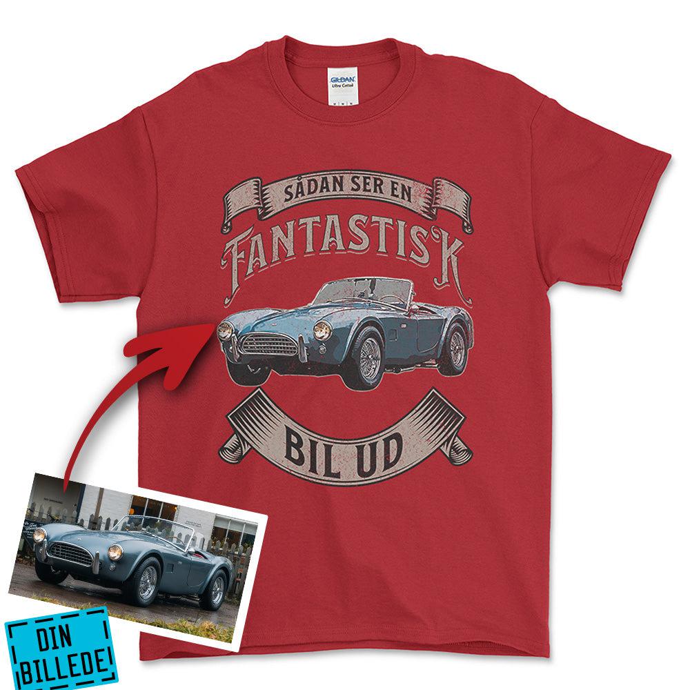 Personlig - Sådan Ser en Fantastisk Bil Ud - Med Din Bil MC Billede Unisex T-Shirt , Bomuld-Beklædning-Garage Culture-Rød-S-Garage Culture Shop- garage - man cave - merchandise