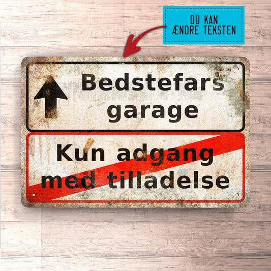 Personlig Til Dig - Bedstefars Garage Kun Adgang Med Tilladelse - Vintage Skilte, Musemåtte, Dørmåtte-Skilte-Garage-Garage Culture Shop- garage - man cave - merchandise