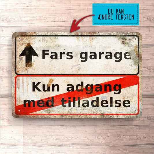 Personlig Til Dig - Fars Garage Kun Adgang Med Tilladelse - Vintage Skilte, Musemåtte, Dørmåtte-Skilte-Garage-Garage Culture Shop- garage - man cave - merchandise