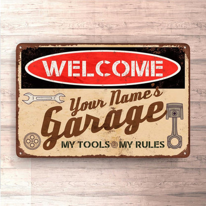 Personlig Til Dig - Welcome Your Name Garage - Skilte, Musemåtte, Dørmåtte , Plakat-Skilte-Garage-Garage Culture Shop- garage - man cave - merchandise