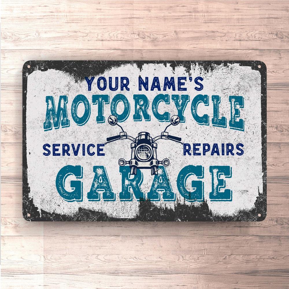Personlig Til Dig - Your Name Motorcycle Garage - Skilte, Musemåtte, Dørmåtte-Skilte-Garage-Garage Culture Shop- garage - man cave - merchandise