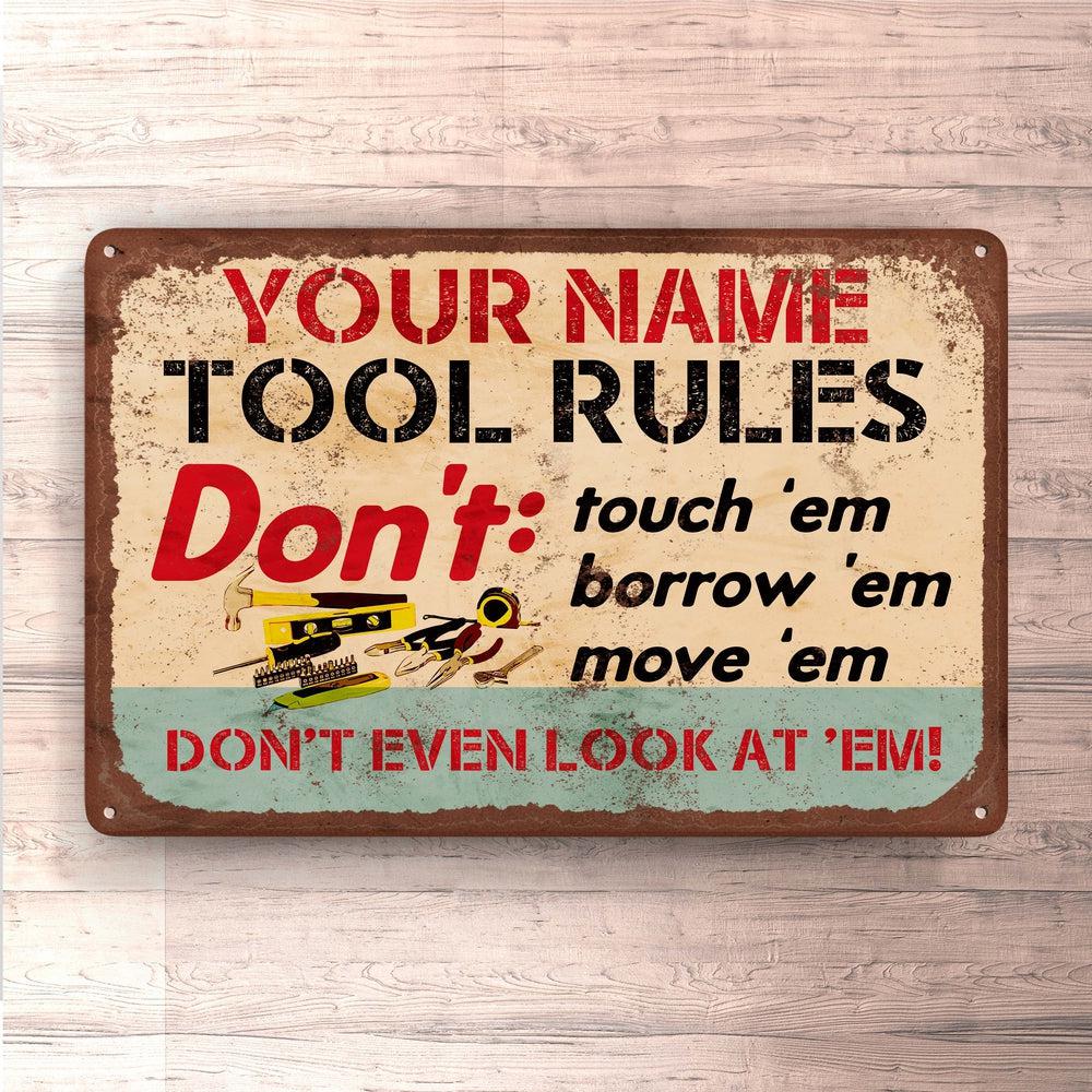 Personlig Til Dig - Your Name Tool Rules - Skilte, Musemåtte, Dørmåtte-Skilte-Garage-Garage Culture Shop- garage - man cave - merchandise