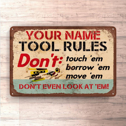 Personlig Til Dig - Your Name Tool Rules - Skilte, Musemåtte, Dørmåtte-Skilte-Garage-Garage Culture Shop- garage - man cave - merchandise