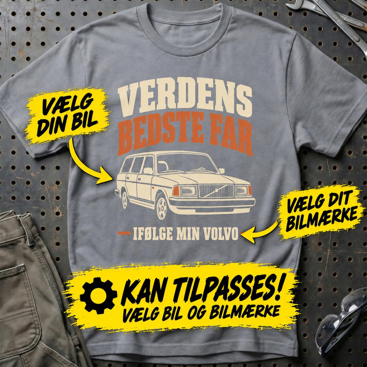 
Produktbillede af Personlig – Verdens bedste far ifølge min bil – T-shirt