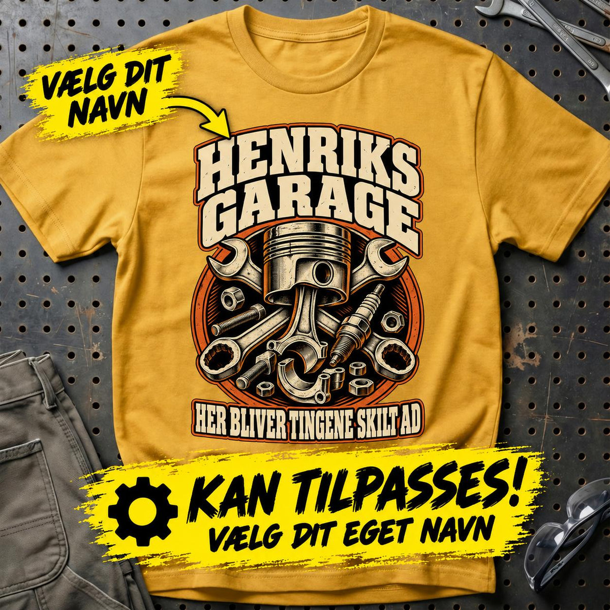 
Produktbillede af Personlig garage – T-Shirt med dit navn