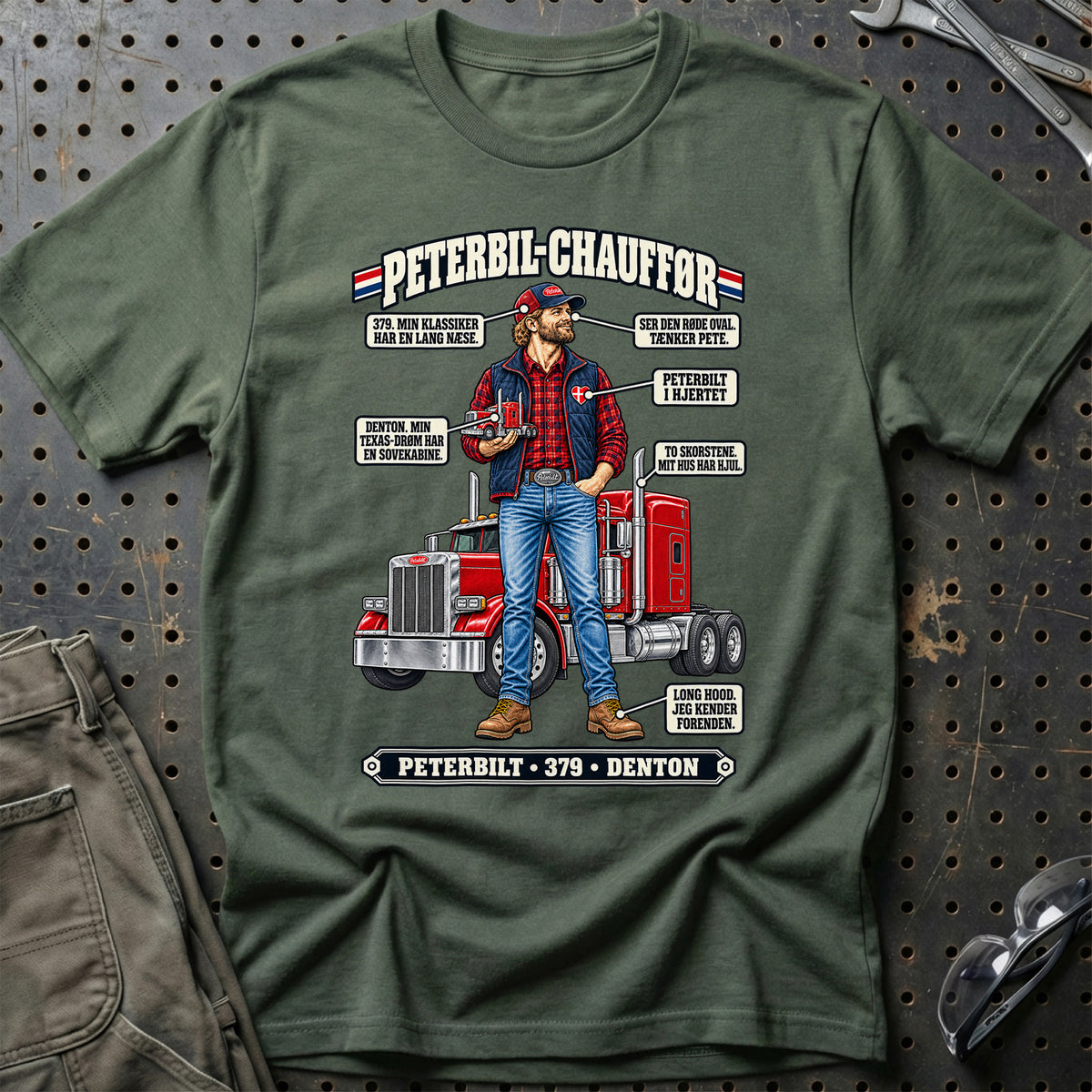 
Peterbilt-Chauffør T-Shirt – Grøn Militær