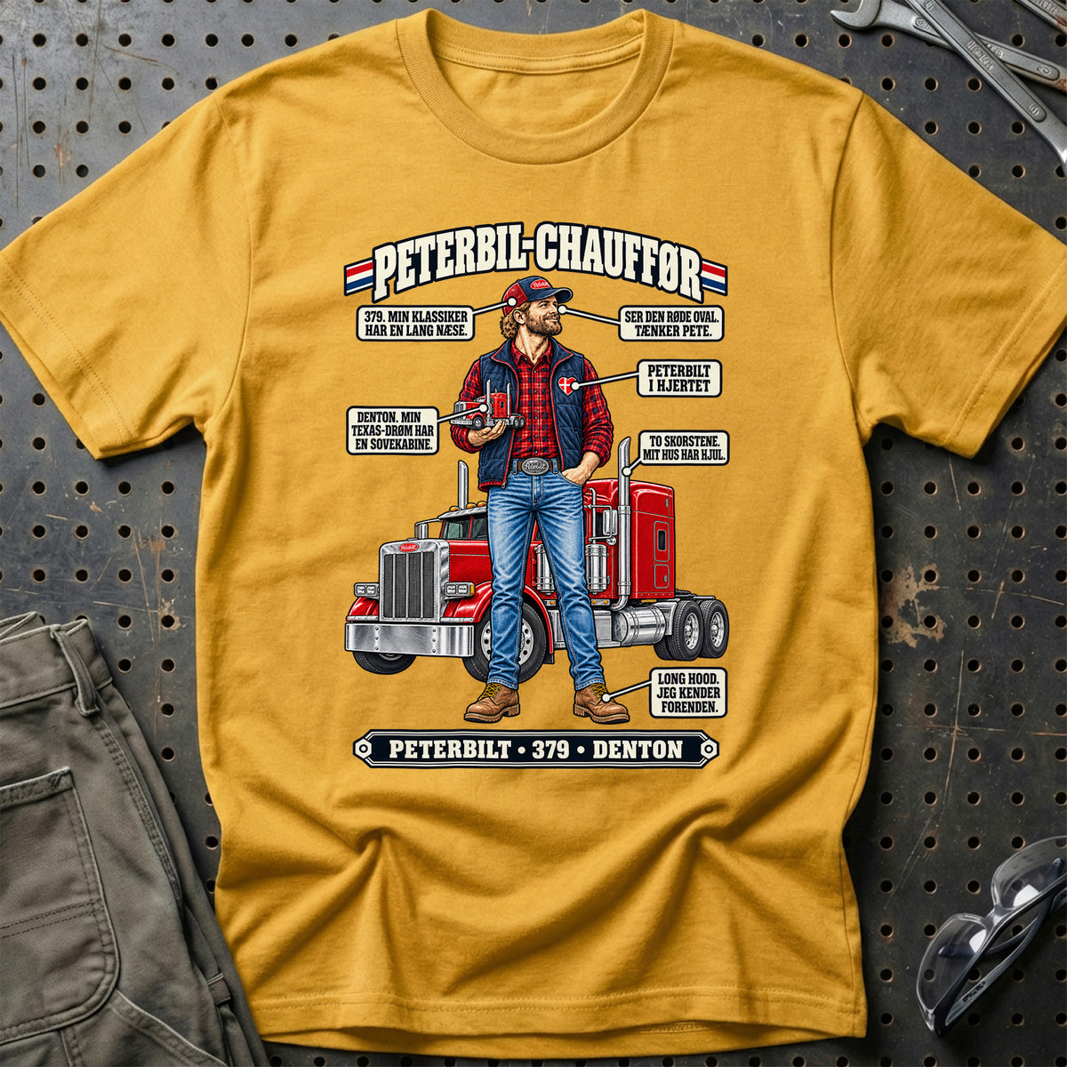 
Peterbilt-Chauffør T-Shirt – Guld