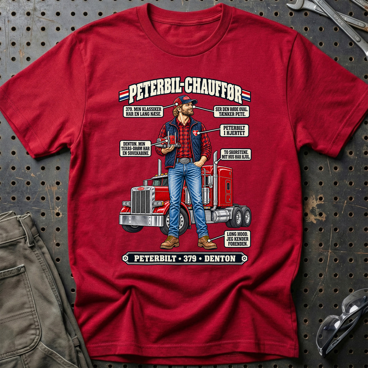 
Peterbilt-Chauffør T-Shirt – Rød