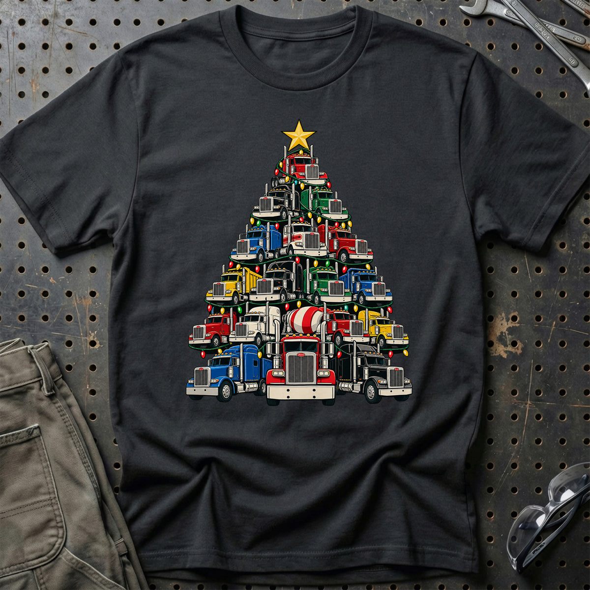 
Peterbilt Juletræ Christmas Tree Unisex T-Shirt – Sort – print foran