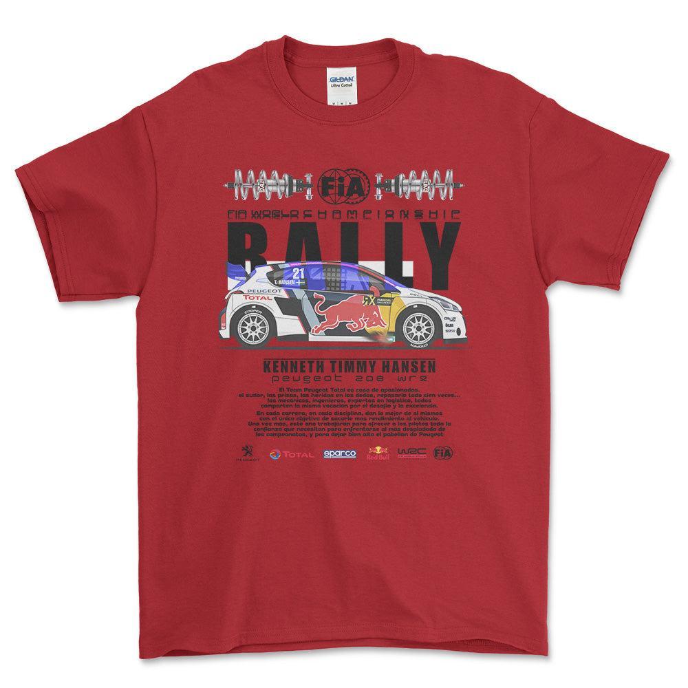 Peugeot 208 WRX - Unisex T-Shirt , Bomuld-Beklædning-Peugeot-Rød-S-Forside-Garage Culture Shop- garage - man cave - merchandise