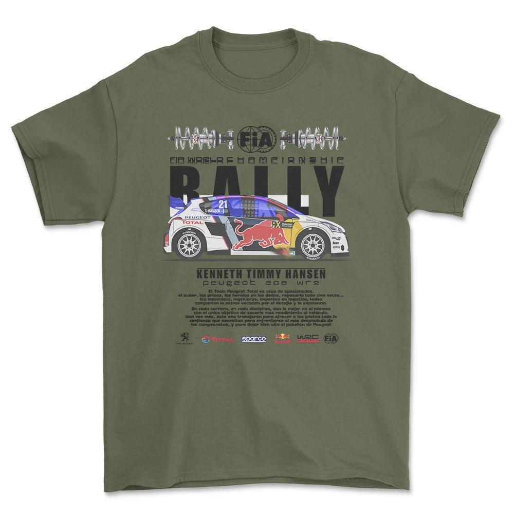 Peugeot 208 WRX - Unisex T-Shirt , Bomuld-Beklædning-Peugeot-Grøn Militær-S-Forside-Garage Culture Shop- garage - man cave - merchandise