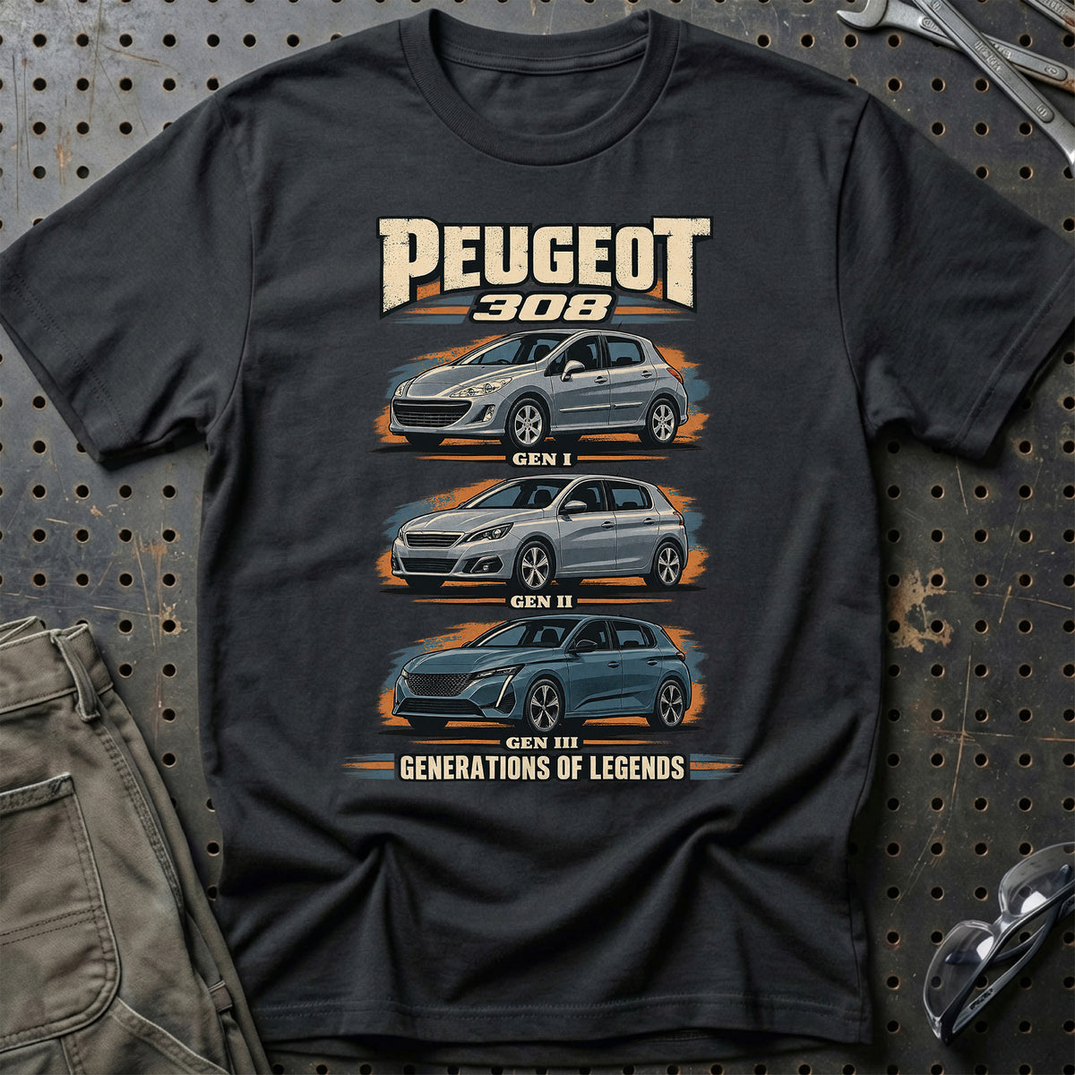 
Peugeot 308 – Generations of Legends T-Shirt – Sort