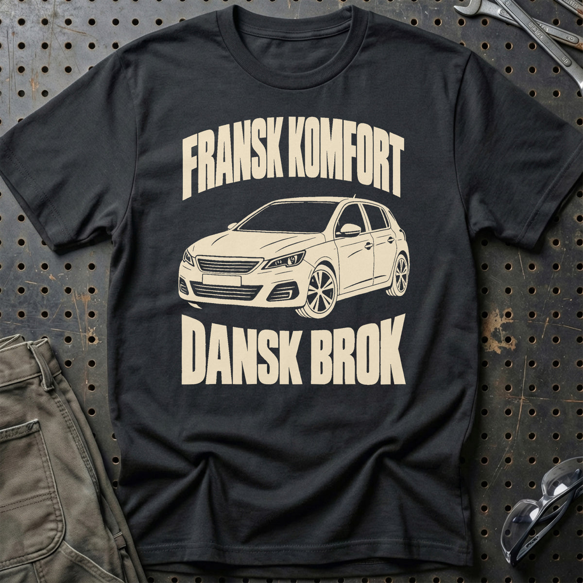
Peugeot 308 II – Fransk komfort dansk brok – Unisex T-Shirt – Sort