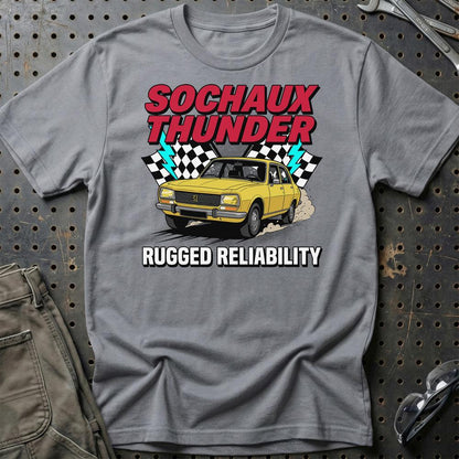 Peugeot 504 Sochaux Thunder Rugged Reliability - Unisex T-Shirt-Beklædning-Peugeot-Grå Sport-S-Garage Culture Shop- garage - man cave - merchandise