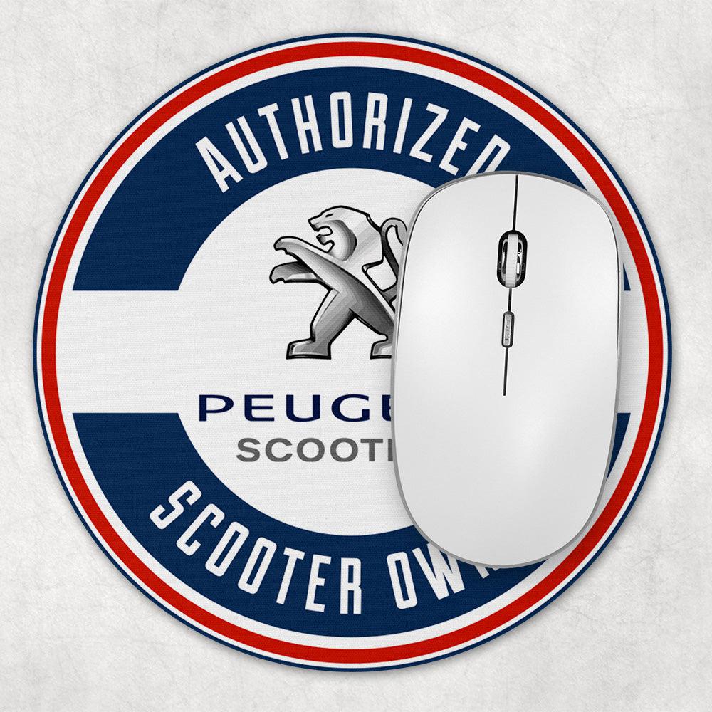 Peugeot Authorized Scooter Owner, Runde Skilte , Musemåtte Rundt , Kop Underlag, Underlagssæt-Runde Skilte-Peugeot-Garage Culture Shop- garage - man cave - merchandise