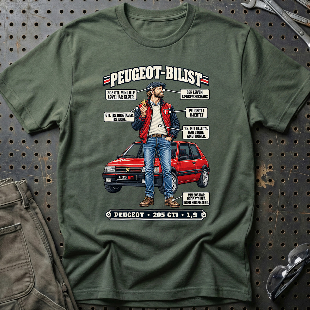 
Peugeot-Bilist T-Shirt – Grøn Militær