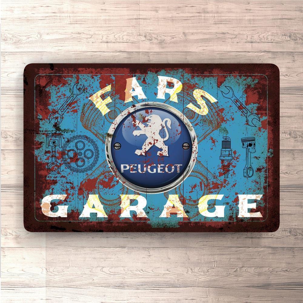Peugeot Fars Garage Vintage Skilte, Musemåtte, Dørmåtte , Plakat-Skilte-Peugeot-Garage Culture Shop- garage - man cave - merchandise