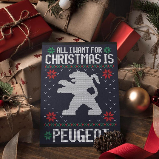 Peugeot Juleskilte All I Want For Christmas Is Skilte, Musemåtte, Dørmåtte-Skilte-Peugeot-Garage Culture Shop- garage - man cave - merchandise