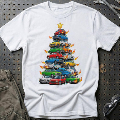 Peugeot Juletræ Christmas Tree - Unisex T-Shirt-Beklædning-Peugeot-Hvid-S-Garage Culture Shop- garage - man cave - merchandise