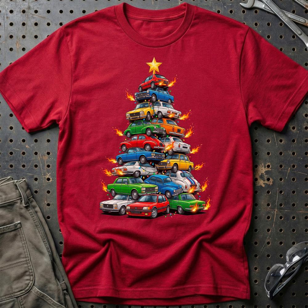 Peugeot Juletræ Christmas Tree - Unisex T-Shirt-Beklædning-Peugeot-Rød-S-Garage Culture Shop- garage - man cave - merchandise