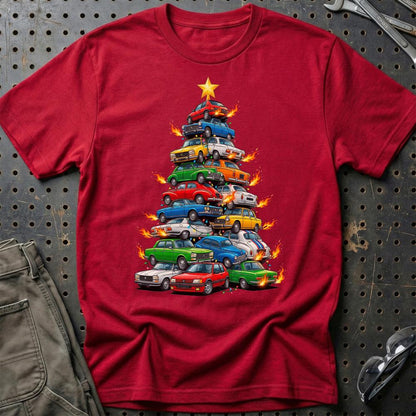 Peugeot Juletræ Christmas Tree - Unisex T-Shirt-Beklædning-Peugeot-Rød-S-Garage Culture Shop- garage - man cave - merchandise