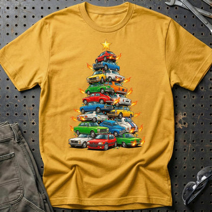 Peugeot Juletræ Christmas Tree - Unisex T-Shirt-Beklædning-Peugeot-Guld-S-Garage Culture Shop- garage - man cave - merchandise