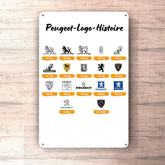 Peugeot Logo Histoire Skilte, Musemåtte, Dørmåtte , Plakat-Skilte-Peugeot-Garage Culture Shop- garage - man cave - merchandise