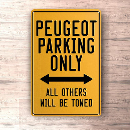 Peugeot Parking Only Skilte, Musemåtte, Dørmåtte-Parking skilte-Peugeot-Garage Culture Shop- garage - man cave - merchandise