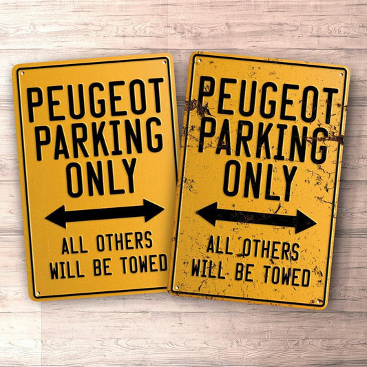 Peugeot Parking Only Skilte, Musemåtte, Dørmåtte-Parking skilte-Peugeot-Garage Culture Shop- garage - man cave - merchandise
