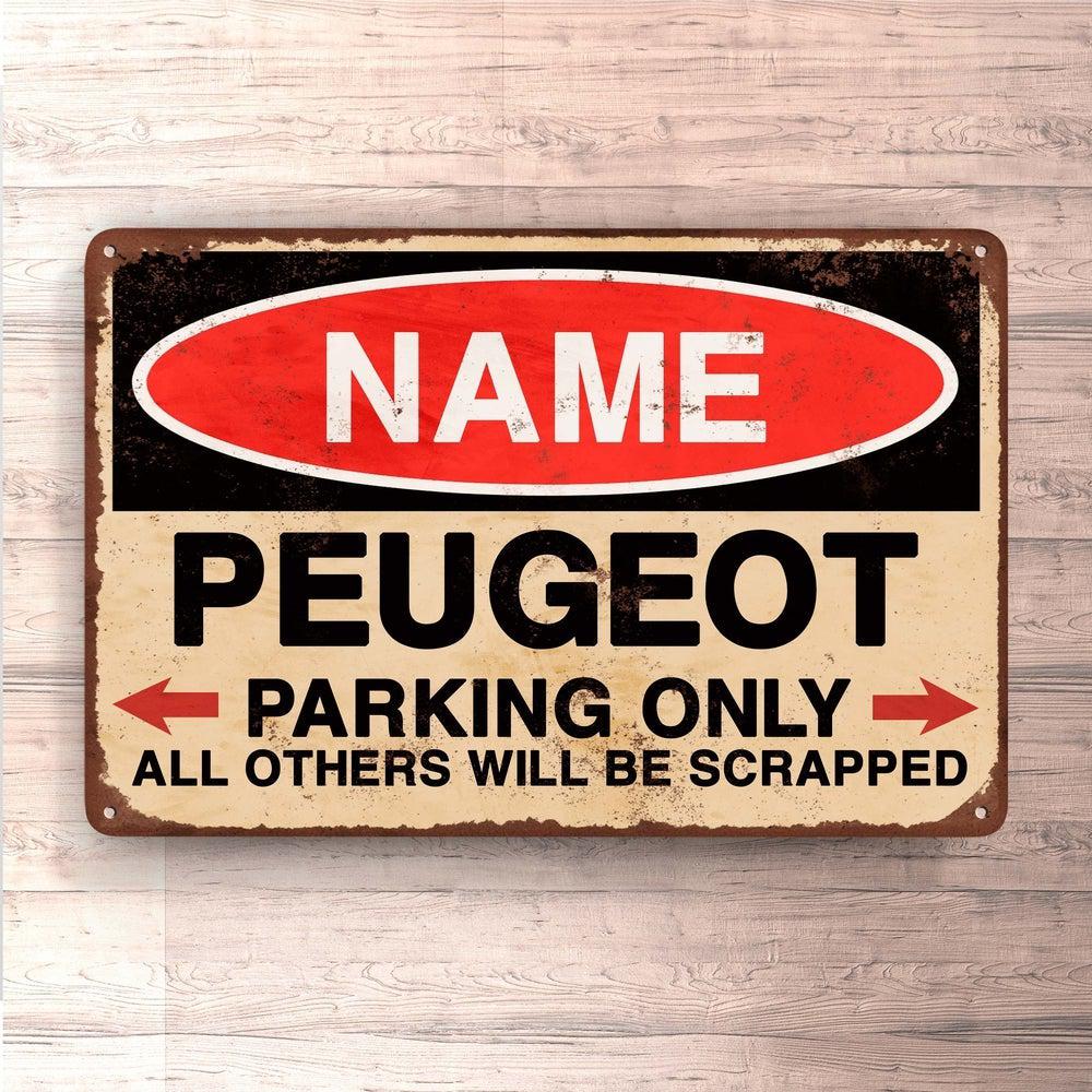 Peugeot - Parking Only - Skilte, Musemåtte, Dørmåtte , Plakat-Skilte-Peugeot-Garage Culture Shop- garage - man cave - merchandise