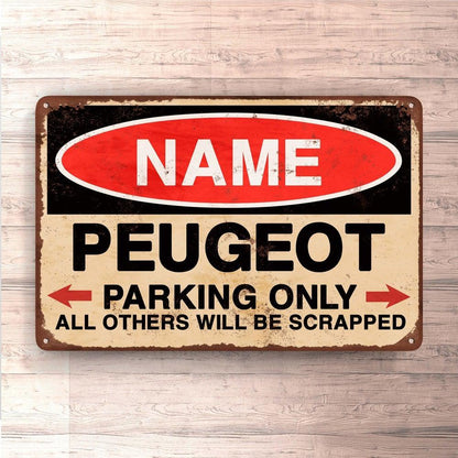 Peugeot - Parking Only - Skilte, Musemåtte, Dørmåtte , Plakat-Skilte-Peugeot-Garage Culture Shop- garage - man cave - merchandise