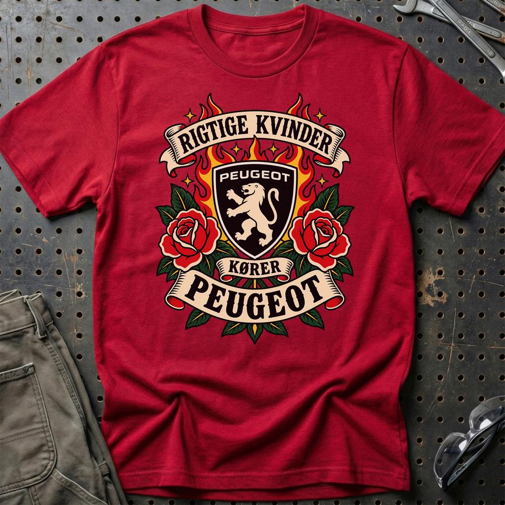
Produktbillede af Peugeot Rigtige Kvinder Kører – Roser og Flammer T-Shirt