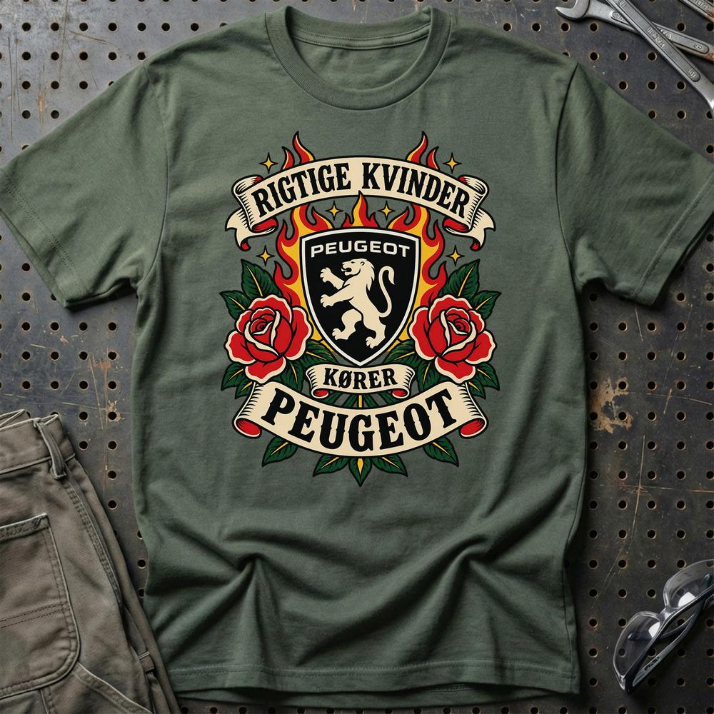 
Produktbillede af Peugeot Rigtige Kvinder Kører – Roser og Flammer T-Shirt