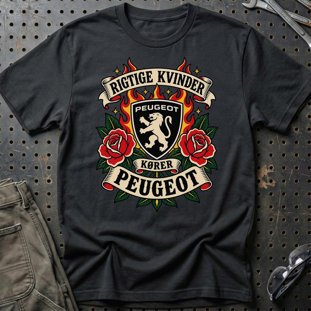 
Produktbillede af Peugeot Rigtige Kvinder Kører – Roser og Flammer T-Shirt