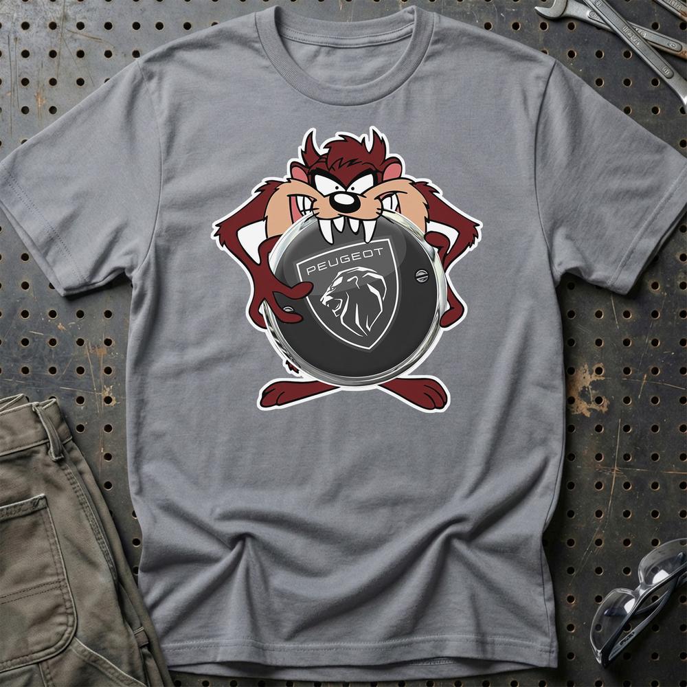 Peugeot TAZ Unisex T-Shirt , Bomuld-Beklædning-Peugeot-Grå Sport-S-Garage Culture Shop- garage - man cave - merchandise