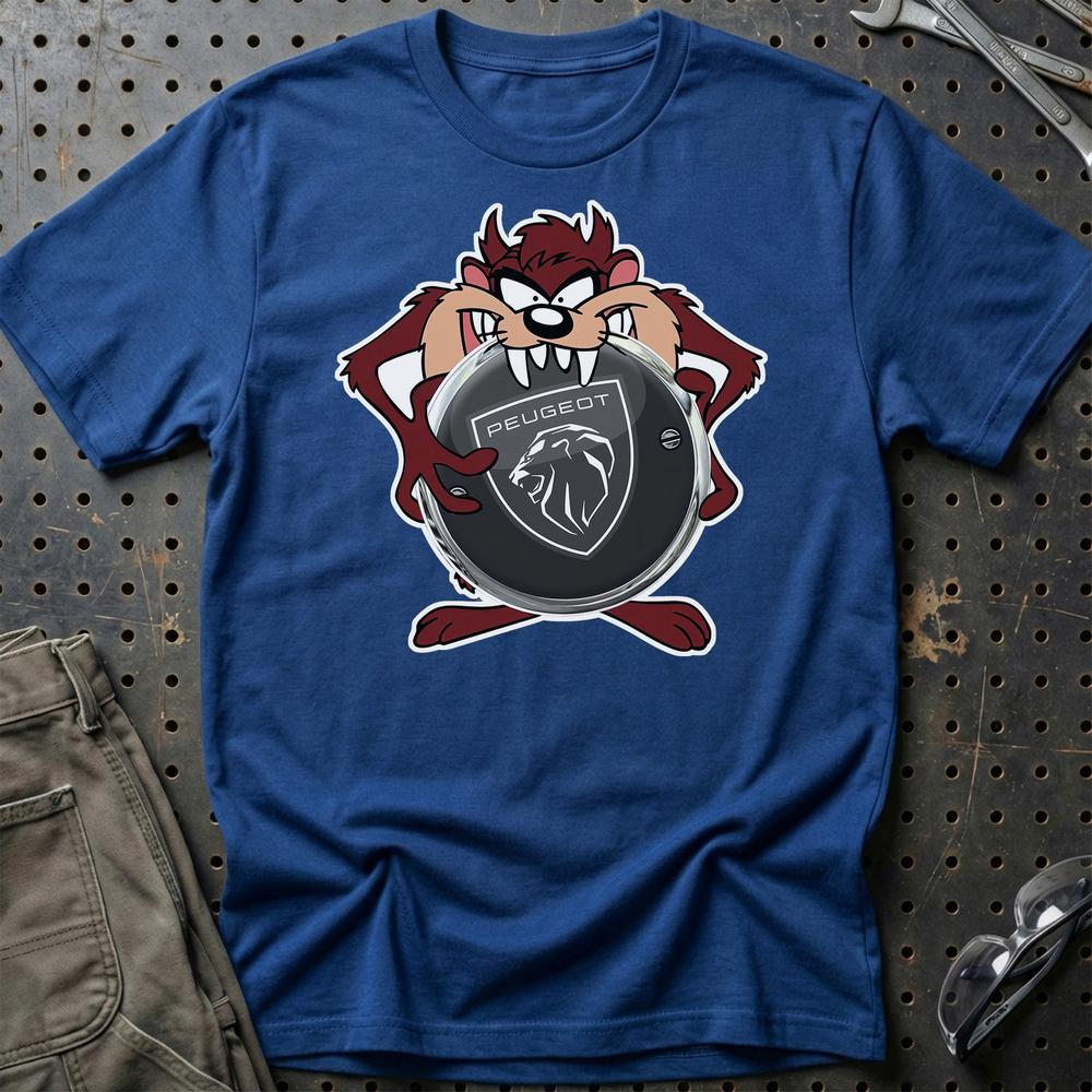 Peugeot TAZ Unisex T-Shirt , Bomuld-Beklædning-Peugeot-Blå Royal-S-Garage Culture Shop- garage - man cave - merchandise