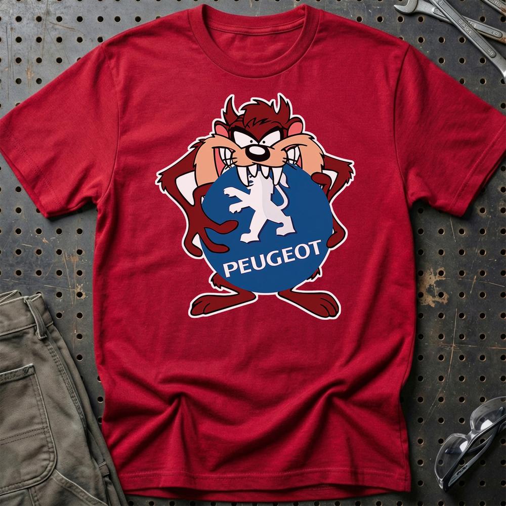 Peugeot TAZ Unisex T-Shirt , Bomuld-Beklædning-Peugeot-Rød-S-Garage Culture Shop- garage - man cave - merchandise