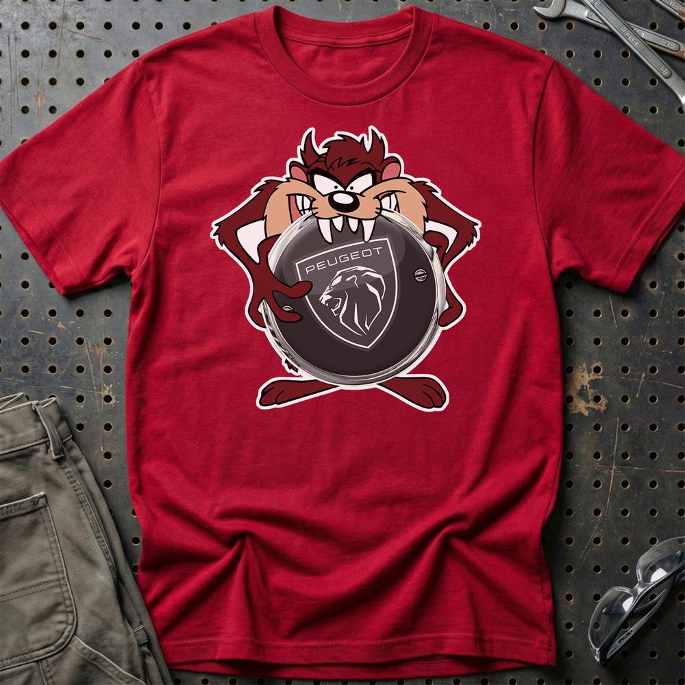 Peugeot TAZ Unisex T-Shirt , Bomuld-Beklædning-Peugeot-Rød-S-Garage Culture Shop- garage - man cave - merchandise