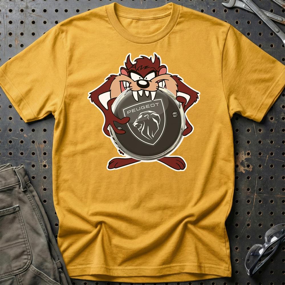 Peugeot TAZ Unisex T-Shirt , Bomuld-Beklædning-Peugeot-Guld-S-Garage Culture Shop- garage - man cave - merchandise