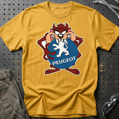 Peugeot TAZ Unisex T-Shirt , Bomuld-Beklædning-Peugeot-Guld-S-Garage Culture Shop- garage - man cave - merchandise
