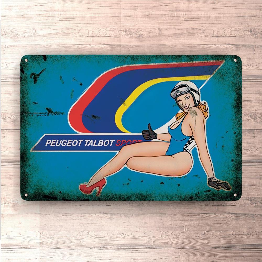 Peugeot Talbot Sport Pin-Up Vintage Skilte, Musemåtte, Dørmåtte , Plakat-Skilte-Peugeot-Garage Culture Shop- garage - man cave - merchandise