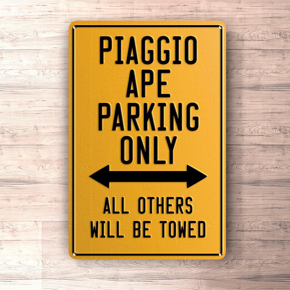 Piaggio Ape Parking Only Skilte, Musemåtte, Dørmåtte , Plakat-Parking skilte-Piaggio-Garage Culture Shop- garage - man cave - merchandise