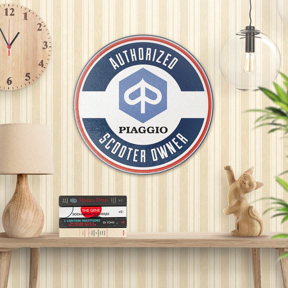 Piaggio Authorized Scooter Owner, Runde Skilte , Musemåtte Rundt , Kop Underlag, Underlagssæt-Runde Skilte-Piaggio-Garage Culture Shop- garage - man cave - merchandise