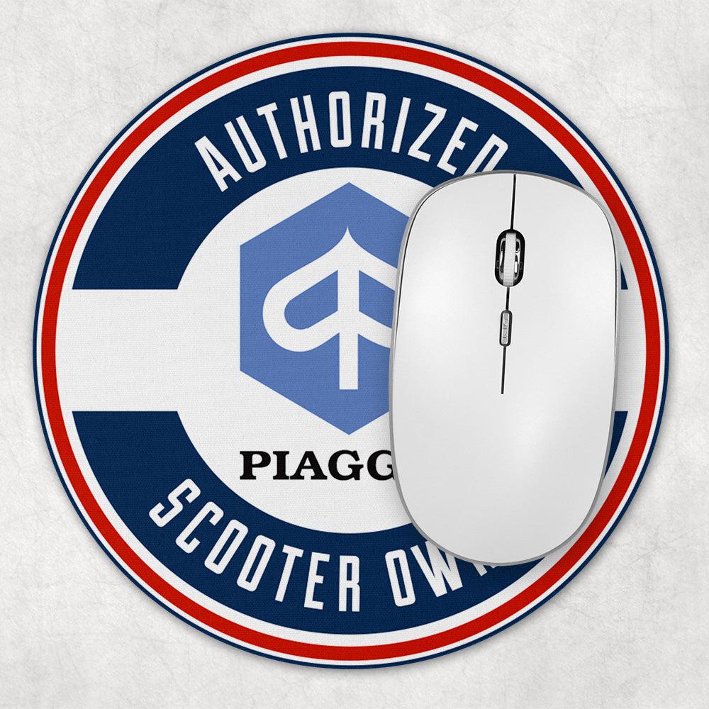 Piaggio Authorized Scooter Owner, Runde Skilte , Musemåtte Rundt , Kop Underlag, Underlagssæt-Runde Skilte-Piaggio-Garage Culture Shop- garage - man cave - merchandise
